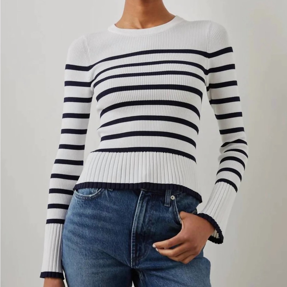 Rails Gemma Sweater In Ivory Navy Stripe size XXS